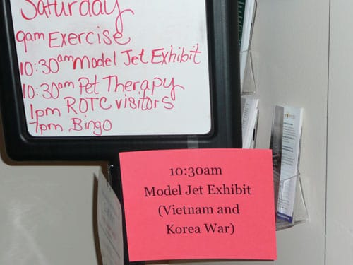 Schedule of the expo for the Veterans at the Community living Center