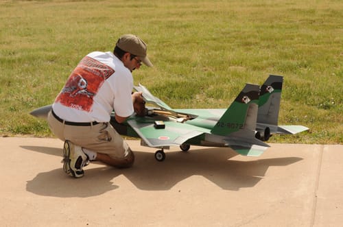 Photo of an RC model jet at the annual “Warbirds Over Denver” RC plane event